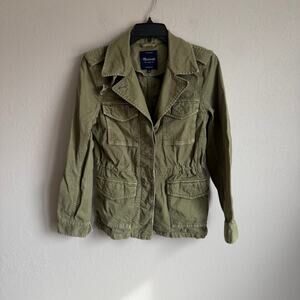 Madewell Outbound Cargo Military Jacket Olive Green Zip Up Womens S Pocketed